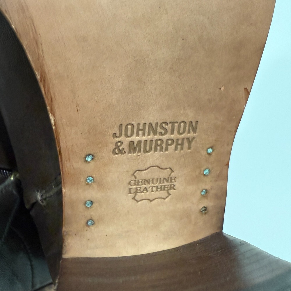Johnston & Murphy Brown Leather Zip Up Ankle Bootie 2.75" Block Heel Sz 8M - Picture 14 of 16